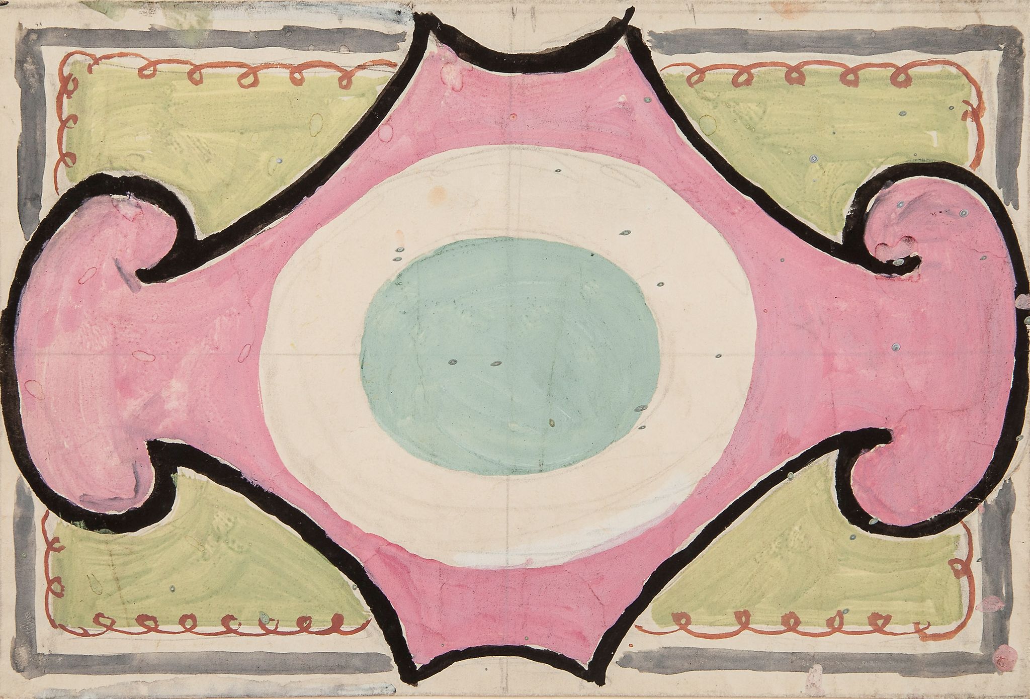 Bell (Vanessa) - Gouache and watercolour design for a carpet  for Lytton Strachey's play The Son