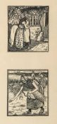 Pissarro (Lucien) - "Farewell" and "Collecting Hay",  a pair of wood-engravings on one sheet,