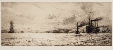 Wyllie (William Lionel, R.A.) - Dumbarton Rock,  etching with drypoint on cream wove paper, 200 x