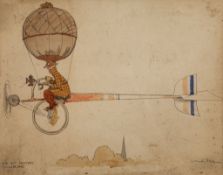 Robinson (William Heath) - 'The 21st Century Cycloplane'  original coloured watercolour over pen,