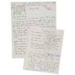 Betjeman (John) - 2 Manuscript Poems written by Penelope Betjeman on behalf of John...  2 Manuscript