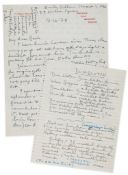 Betjeman (John) - 2 Manuscript Poems written by Penelope Betjeman on behalf of John...  2 Manuscript