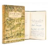 [Blixen (Karen)] "Isak Dinesen". - Out of Africa,  first American edition,   browning to hinges,