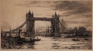 Wyllie (William Lionel, R.A.) - Tower Bridge,  etching with drypoint on cream wove paper, 310 x