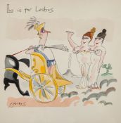 Ffolkes (Michael, 1925-1988) - L is for Lesbos  original pen, ink and watercolour cartoon, approx,