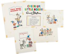 Tyndall (Robert) - A group of 5 pieces of original Noddy artwork, 2 vignette scenes, 'Oh Donkey' and