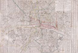 Martin (Amédée) - Plan Routier de la Ville de Paris et des ses Faubourgs,  engraved plan with