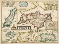 -. [Lea (Philip)] - A Map of the Isle of Wight, Portsea, Halinge, also the Islands of Iarsey &