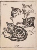 Lemmen (Georges, 1865-1916) - Four studies of a cat, "Moes" brush and indian ink, signed with