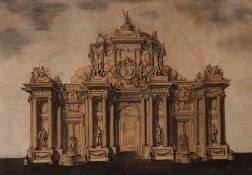 Couture (Joseph Abel, 1732-1799) - Temple design, possibly intended to honour a royal marriage pen