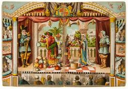 Home Pantomime Toy Books. - Whittington and his Cat, double-page chromolithographed plate with 6