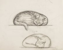 Barnet (Will, 1911-2012) - Two studies of a sleeping cat pencil on tracing paper, signed in pencil