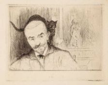 Delatre (Eugène, 1864-1938) - Portrait de Huysmans the frontispiece to 'La Cathédral', etching, on