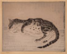 Foujita (Léonard Tsuguharu, 1886-1968) - Chat Dormant, from Les Chats etching, aquatint and