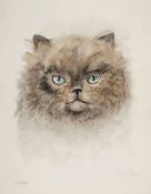 Fini (Leonor, 1908-1996) - Head of a cat colour lithograph, on thick wove paper, signed in pencil