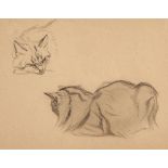 Oger (Ferdinand, 1872-1929) - Two studies of a cat black chalk on laid paper, 170 x 225 mm.,