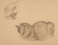 Oger (Ferdinand, 1872-1929) - Two studies of a cat black chalk on laid paper, 170 x 225 mm.,