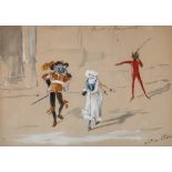 Cheviot (Lilian, c.1876 - 1936) - Kittens as Faust and Marguerite watercolour and bodycolour, on