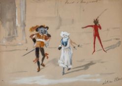 Cheviot (Lilian, c.1876 - 1936) - Kittens as Faust and Marguerite watercolour and bodycolour, on