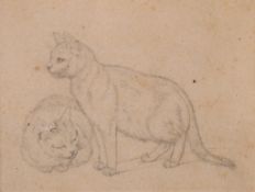 Mind (Gottfried, 1768-1814) - A study of two cats graphite, 115 x 150 mm., some spotting,