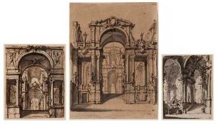 Natali III (Giovanni Battista, 1698-1765), Attr. - Three stage designs: Arched entrance to a