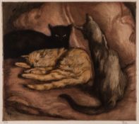 Müller (Alfredo, 1869-1940) - Les trois chats soft-ground etching and aquatint, printed in
