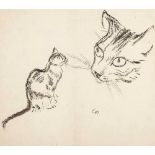 Boissieu (Jean-Jacques de, 1736-1810) - Two cats etching, on thin china paper, initialled in the