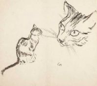 Boissieu (Jean-Jacques de, 1736-1810) - Two cats etching, on thin china paper, initialled in the