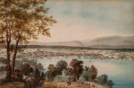 Frey (Samuel, c.1790-1800), Attributed to. - View of Geneva pen and black ink, watercolour,