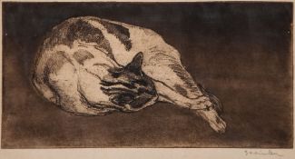 Steinlen (Théophile Alexandre, 1859-1923) - Chat couché soft-ground etching and aquatint, on cream