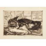 Bookplates.- - 9 bookplates featuring cats including 4 for Mary Alice Ercolini (2 by Franz J.