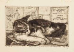 Bookplates.- - 9 bookplates featuring cats including 4 for Mary Alice Ercolini (2 by Franz J.