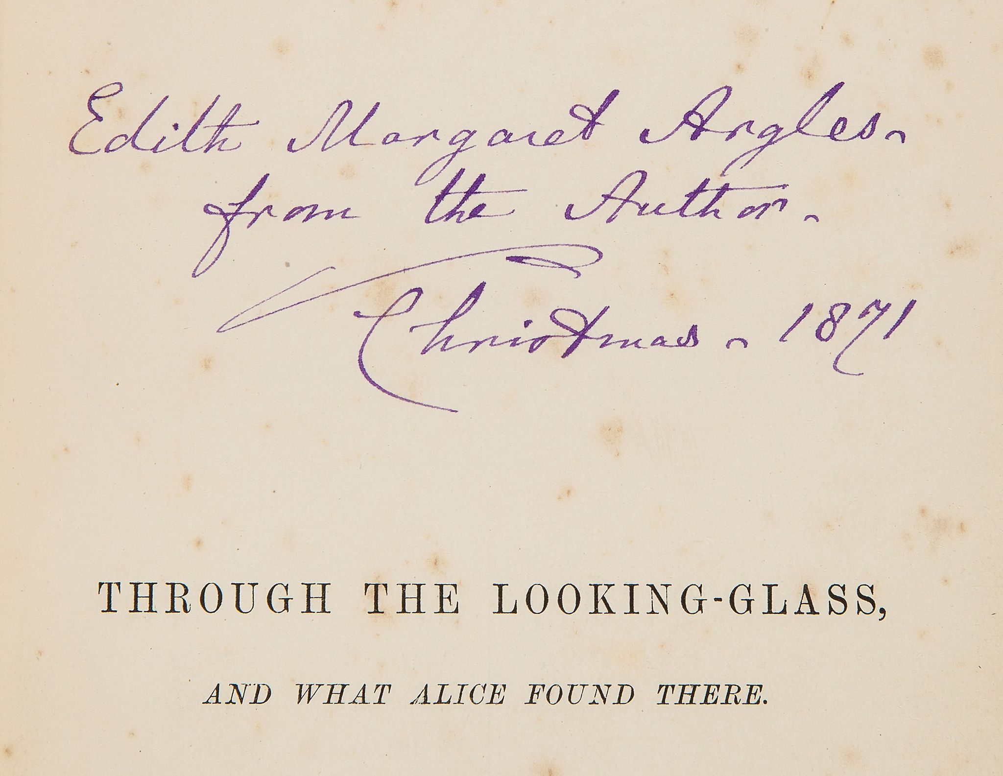 [Dodgson (Charles Lutwidge)], “Lewis Carroll”. - Through the Looking Glass, and What Alice Found