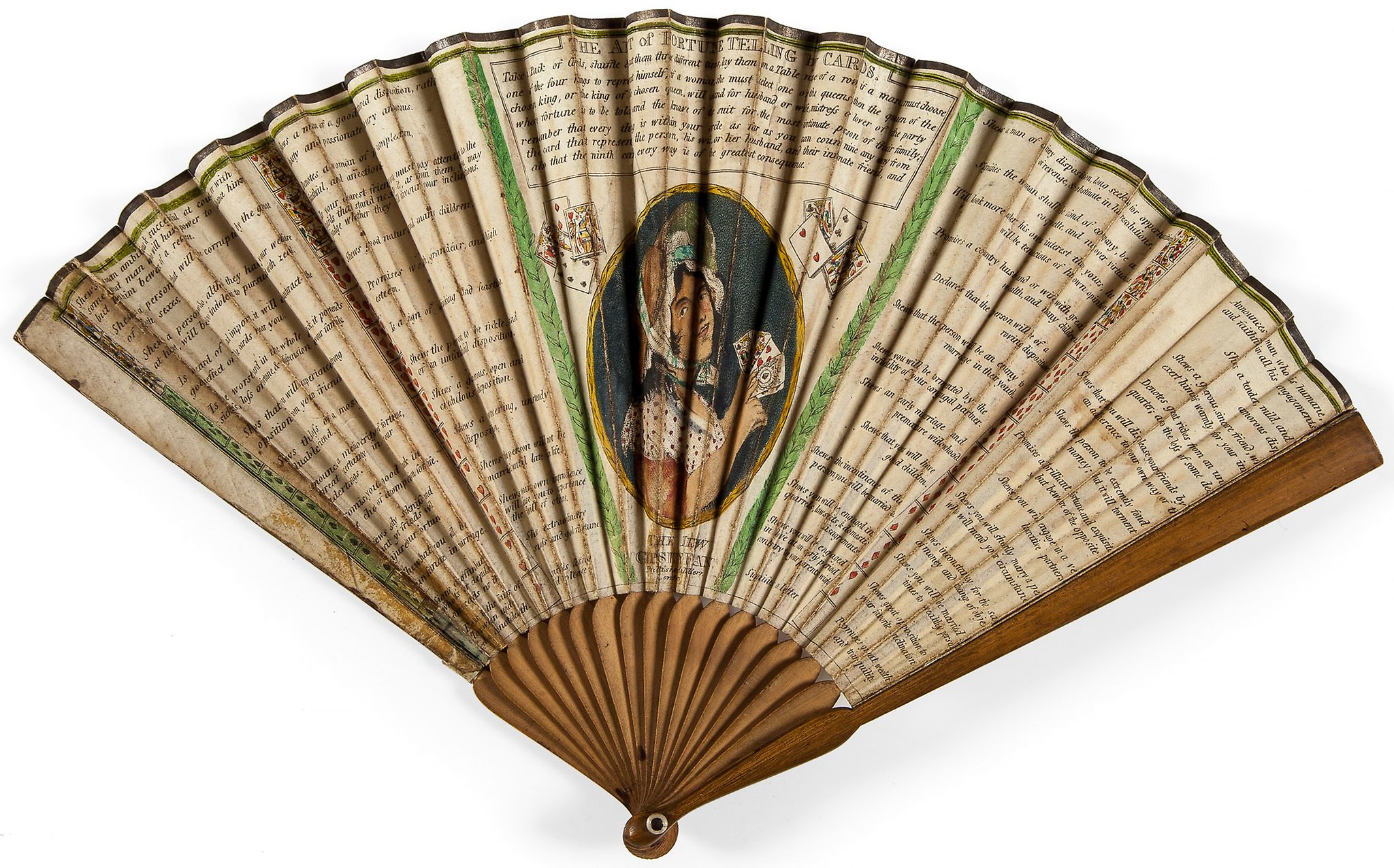 Printed Fan.- - The Art of Fortune Telling by Cards...The New Gypsey Fan,  engraved on paper and