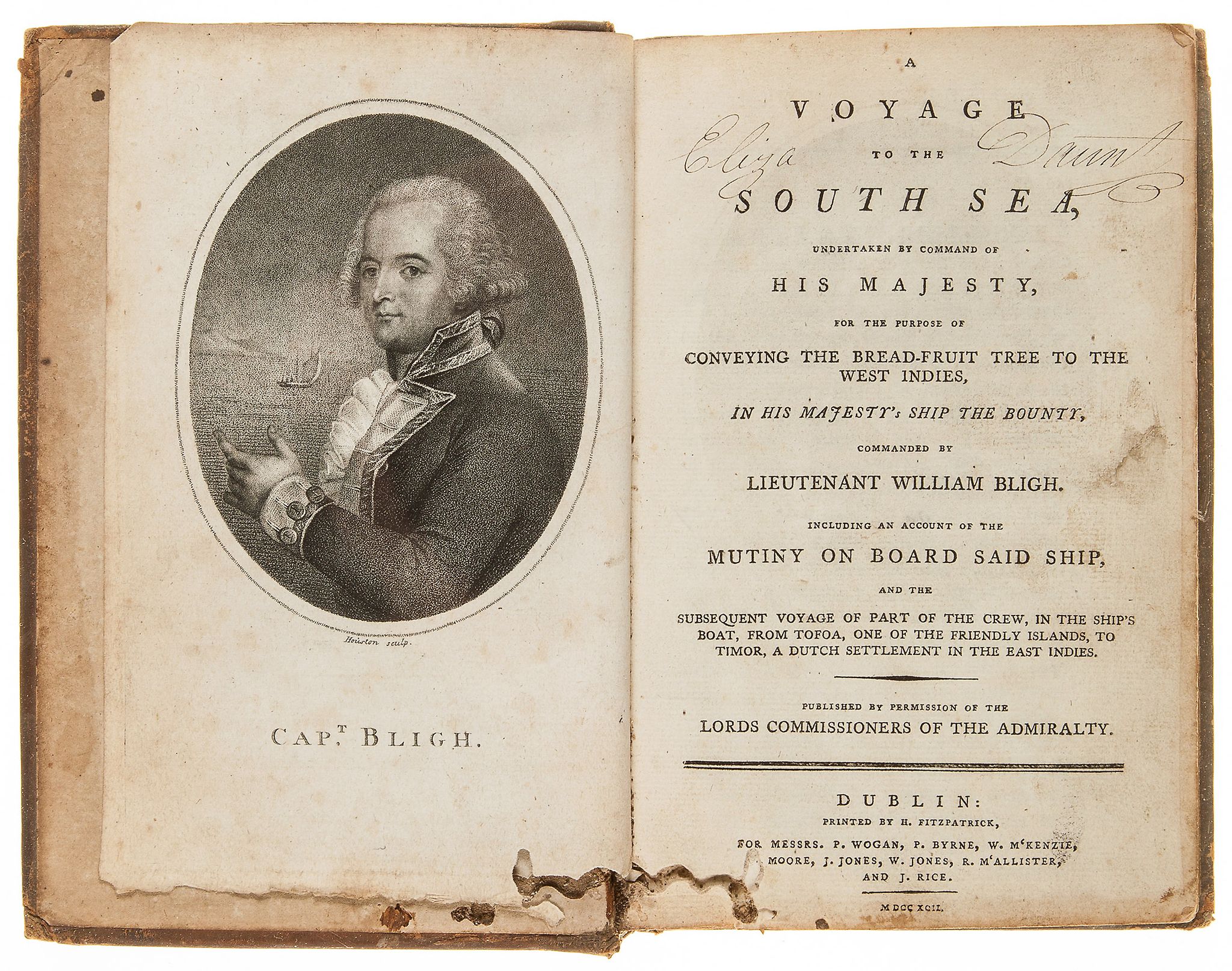 Voyages.- Bligh (William) - A Voyage to the South Sea… for the Purpose of Conveying the Bread-