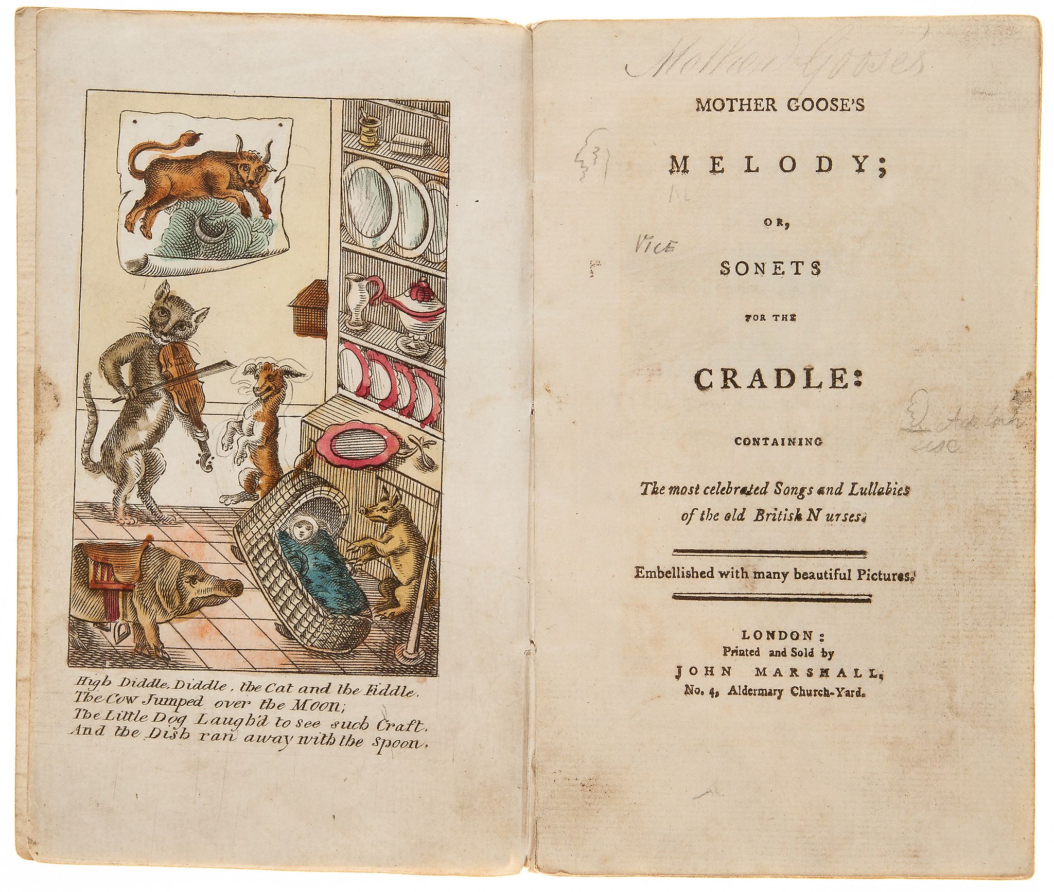 Mother Goose's Melody, or Sonnets for the Cradle, containing the most celebrated Songs and Lullabies