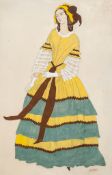 Bakst (Leon) - Original costume designs for a 19th century young lady and gentleman,  a pair of