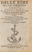 Tasso (Torquato) - Delle Rime, 2 vol. in 1,   titles with woodcut anchor devices, woodcut decorative