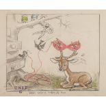 Disney Studio.- - Deer lazily chewing cud,  original preliminary pencil drawing for a scene for Snow