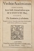 Hobbes (Thomas).- [Ward (Seth)] - Vindiciæ academiarum containing, some briefe animadversions