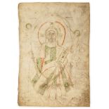 Christ holding a book and blessing, - within a mandorla supported by two angels  within a mandorla