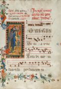 Vast initial with a fish - from a manuscript Gradual, in Latin on parchment [northern Italy , c