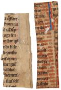 Two small cuttings from a lectionary in Latin, - reused in sixteenth century as friskets, from