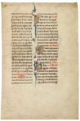 Leaf from a finely illuminated manuscript Missal - with an almost nude man and two men’s heads