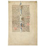 Leaf from a finely illuminated manuscript Missal - with an almost nude man and two men’s heads