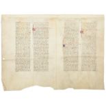 Collection of leaves from medieval manuscripts, - in Latin and Italian, on parchment [late
