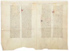 Collection of leaves from medieval manuscripts, - in Latin and Italian, on parchment [late