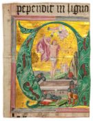 The Resurrection, - historiated initial from an illuminated manuscript Antiphonal historiated