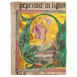 The Resurrection, - historiated initial from an illuminated manuscript Antiphonal historiated