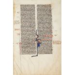 Single leaf - from a decorated manuscript Bible, with a historiated initial...  from a decorated